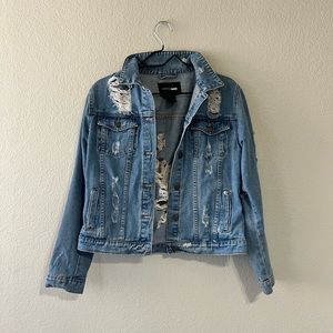 Fashion Nova Ripped Denim Jean Jacketl | Size M